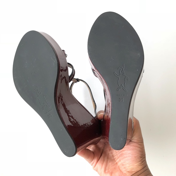 Marni Black Burgundy Patent Leather Wedge Heels - Picture 7 of 7